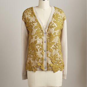 Sundance Vintage Garden Lace Floral Crochet Applique sweater Cardigan small
